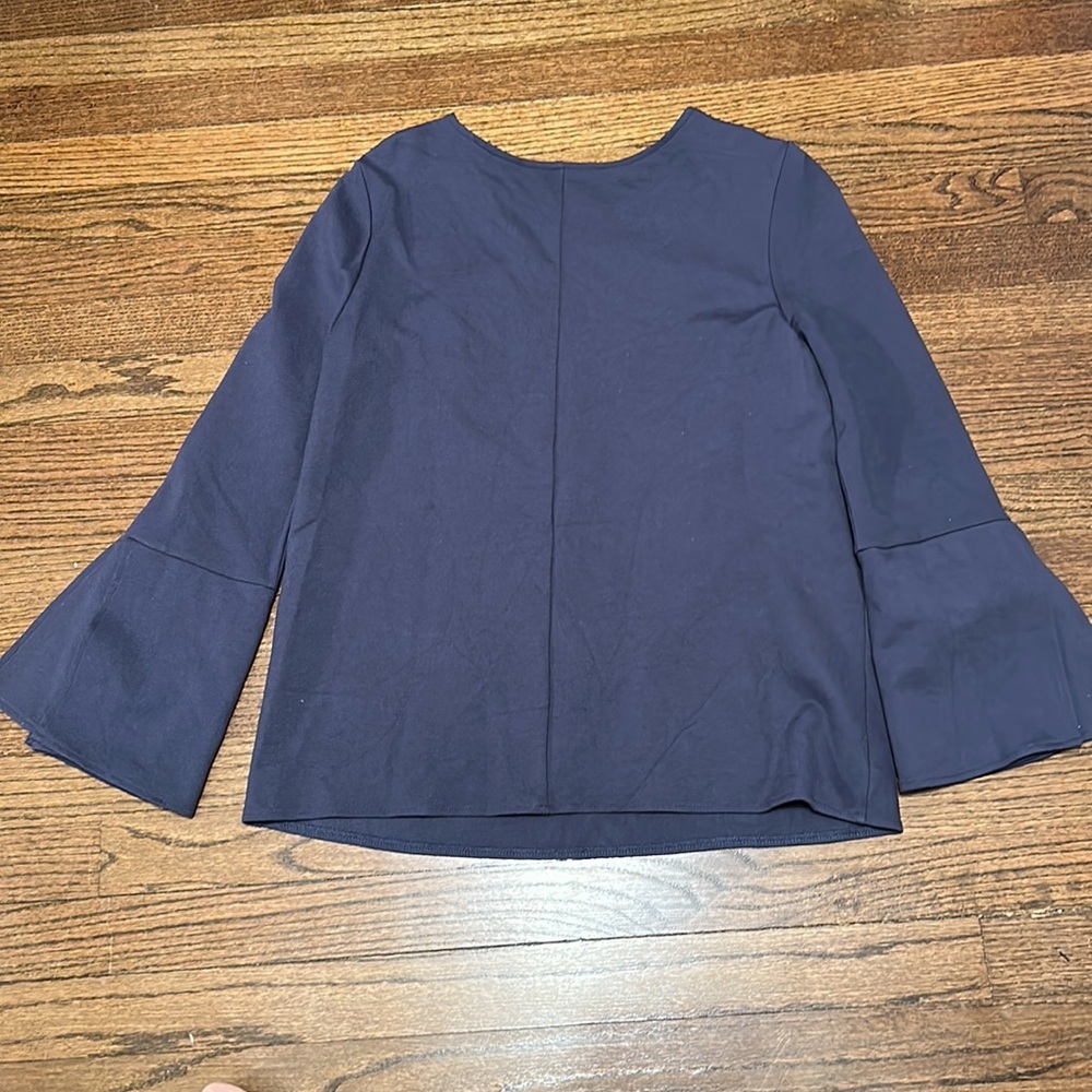 Martha Stewart Blue Ponte Top w/ Bracelet Bell Sleeves Size XS - Picture 4 of 7